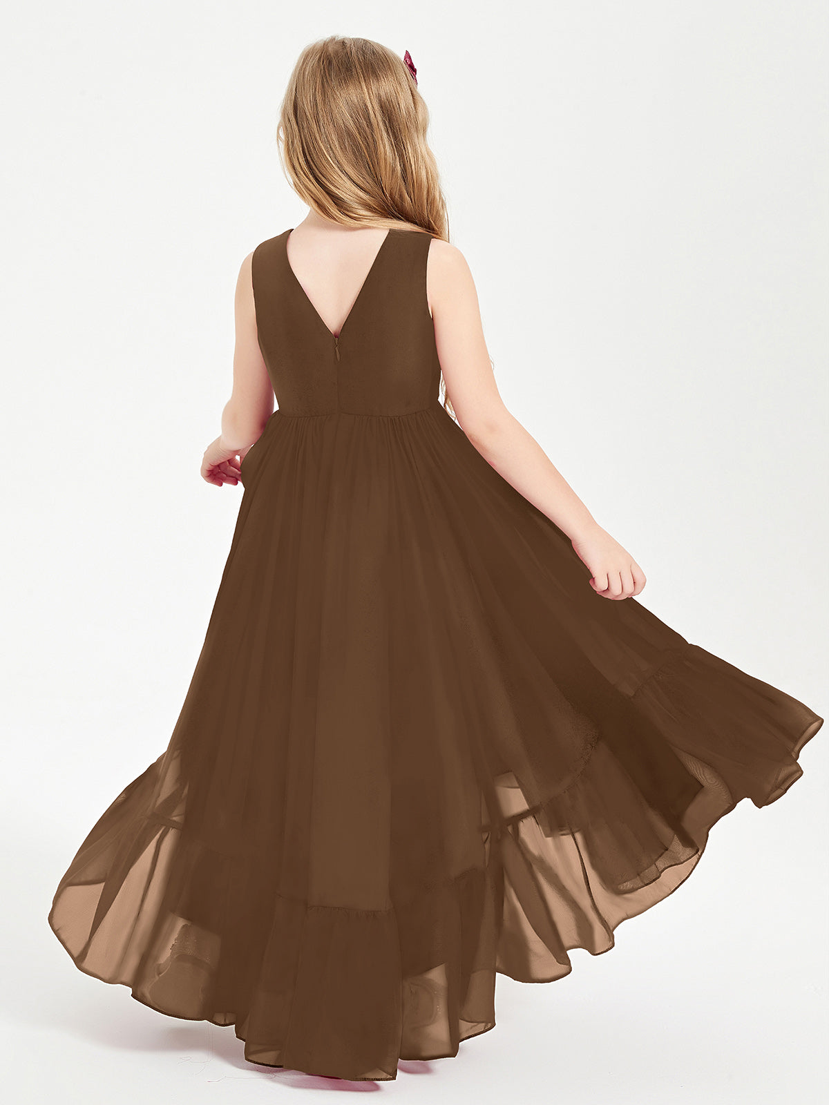 Cascading Skirt Boho Dresses for Junior Bridesmaids Brown